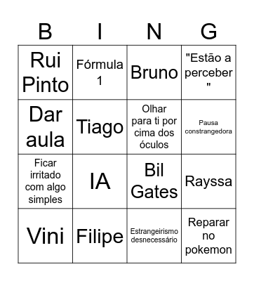 Aula de Gramática Bingo Card