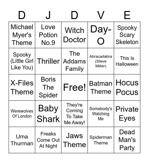 Halloween Bingo Card