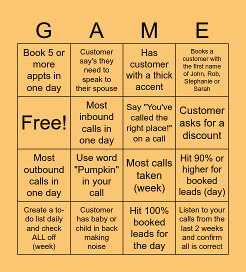 CSR GAME Bingo Card