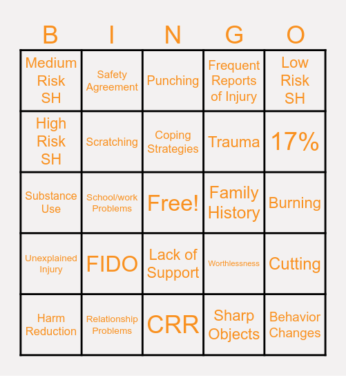 SH Bingo Card