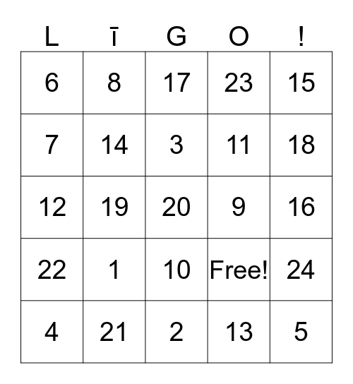 Līgas & Zanes party Bingo Card