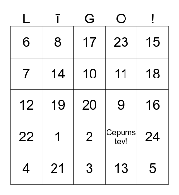 Līgas & Zanes party Bingo Card