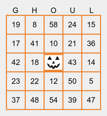HAPPY HALLOWEEN Bingo Card