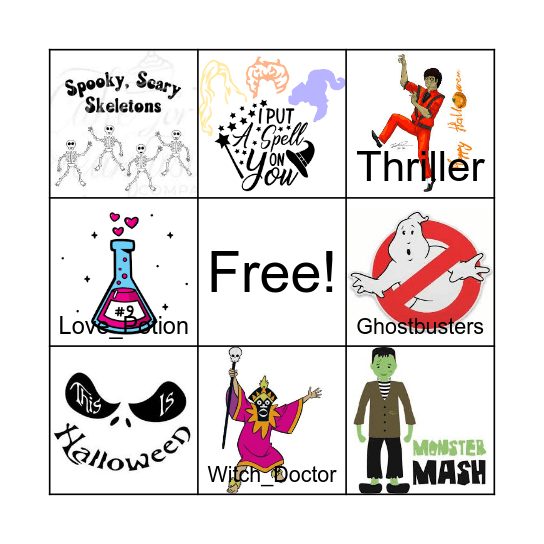 Halloween Song BINGO Card