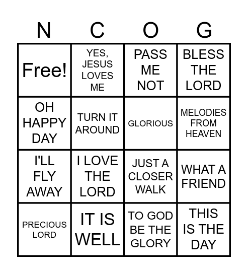 NAME THAT TUNE Bingo Card