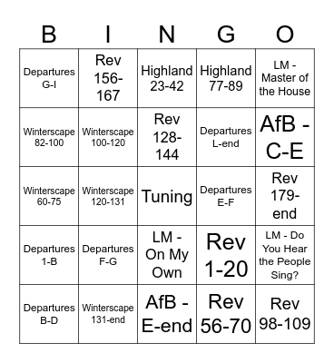 Rehearsal Bingo - 10/25/24 Bingo Card