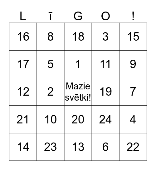 Līgas & Zanes party Bingo Card
