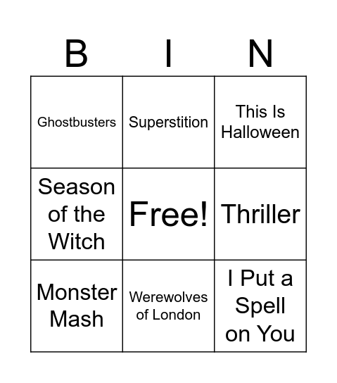 Halloween Bingo Card