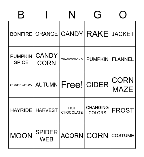 FALL BINGO Card