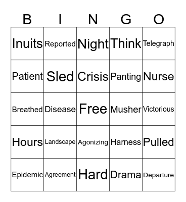 Balto and the Great Race Bingo Card