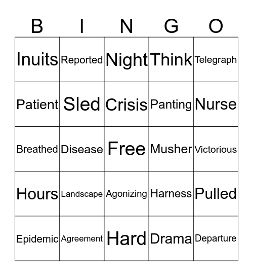 Balto and the Great Race Bingo Card