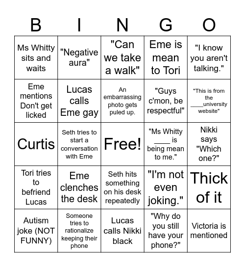 Learning Strat Bingo Card