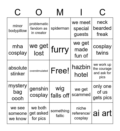 comic connnn Bingo Card