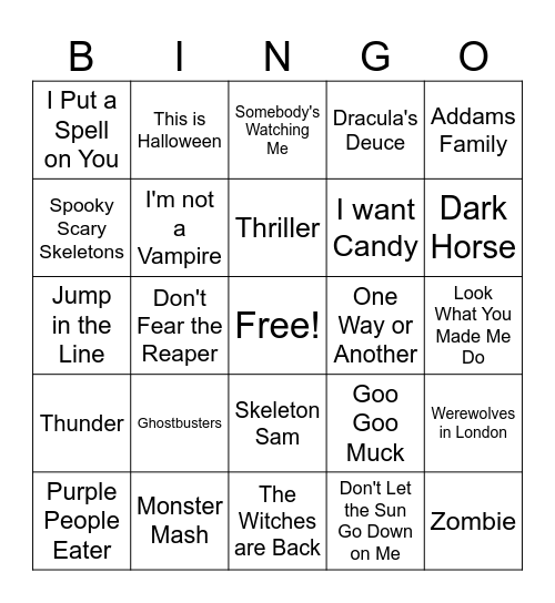 Halloween Bingo Card