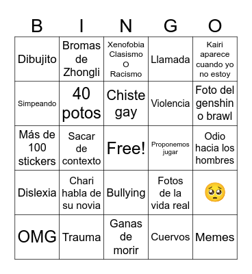 Bingo me lo confirmo Bingo Card