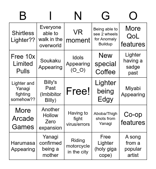 1.3 Livestream Bingo Card