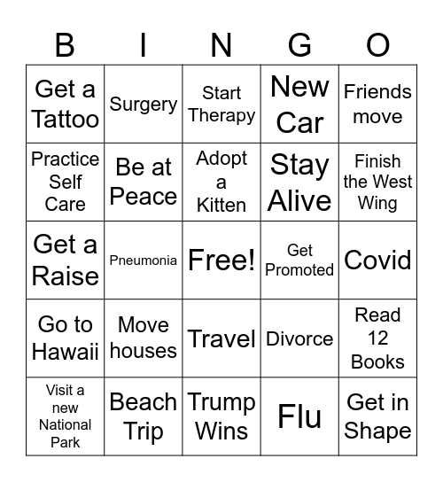 Aubrey’s 2024 Bingo Card