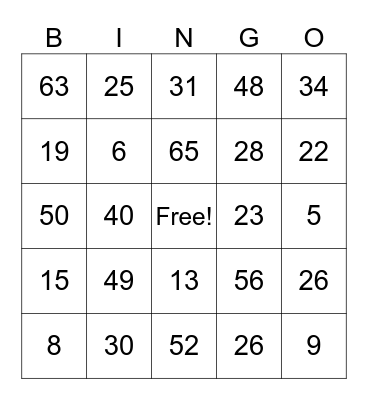 Halloween Bingo Card