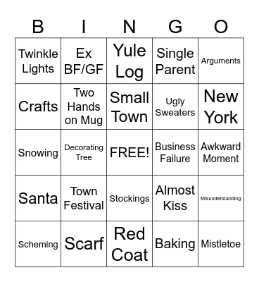 Hallmark Christmas Movie Bingo Card