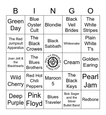 Bands with Colors in the Name Bingo Card