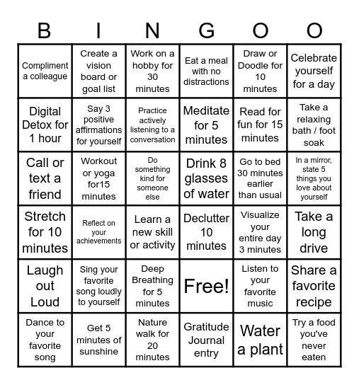 Good Vibes Bingo Card