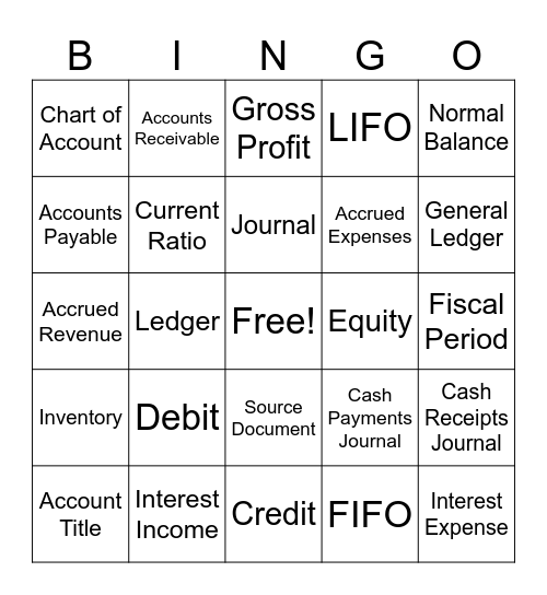 Accounting Bingo Card