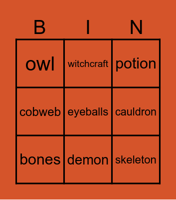 Halloween Bingo Card