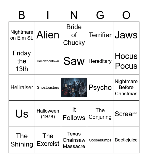 Halloween Bingo: Movie Themes Bingo Card