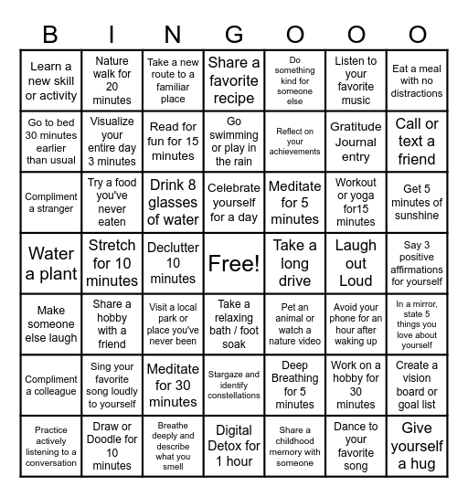 Good Vibes Bingo Card