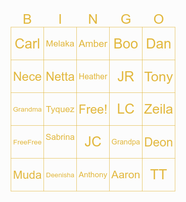 Family BINGO Card