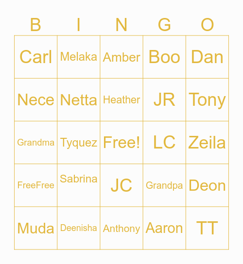 Family BINGO Card