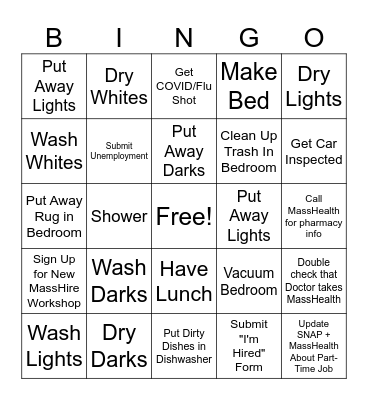 Week of October 20-26 Bingo Card