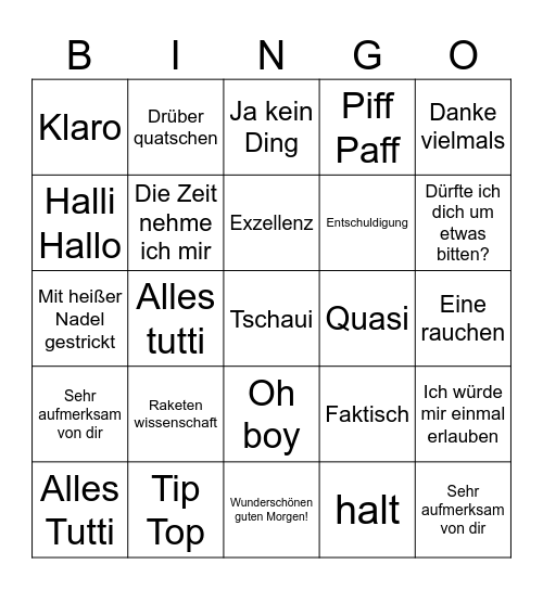 Bene Bingo Card