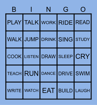 everyday actions Bingo Card