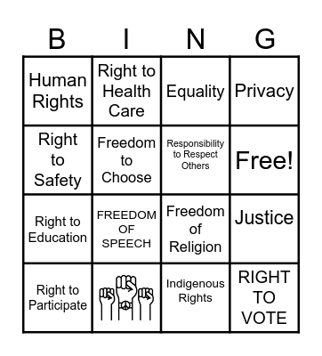 RIGHTS AND RESPONSIBILITIES Bingo Card