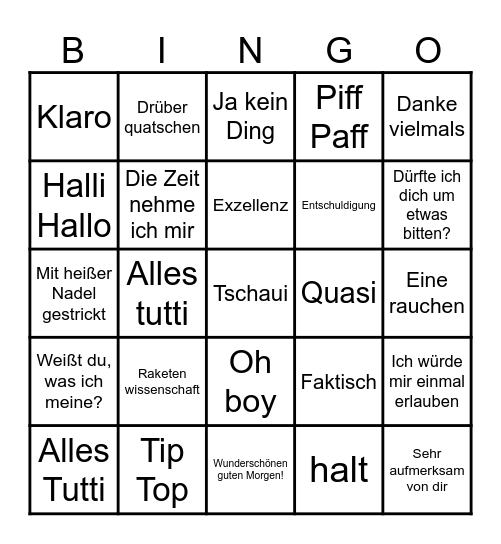 Bene Bingo Card