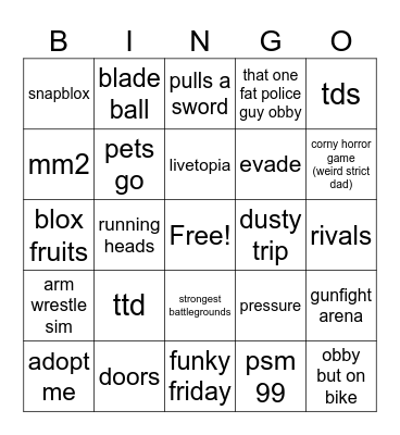 games in roblox haunted event Bingo Card