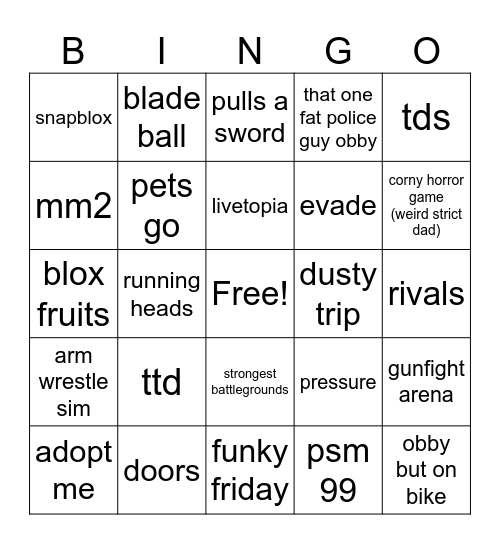 games in roblox haunted event Bingo Card