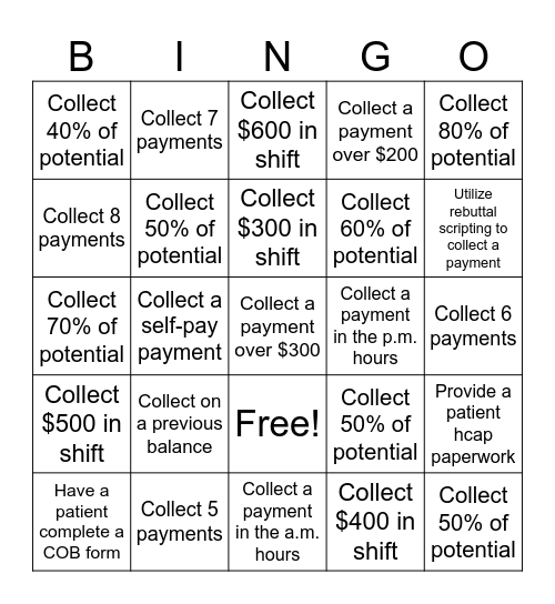 POS Collection BINGO Card