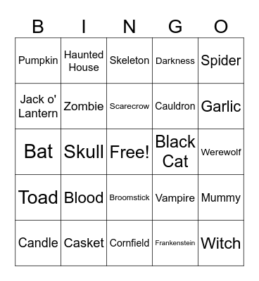 Halloween Bingo Card