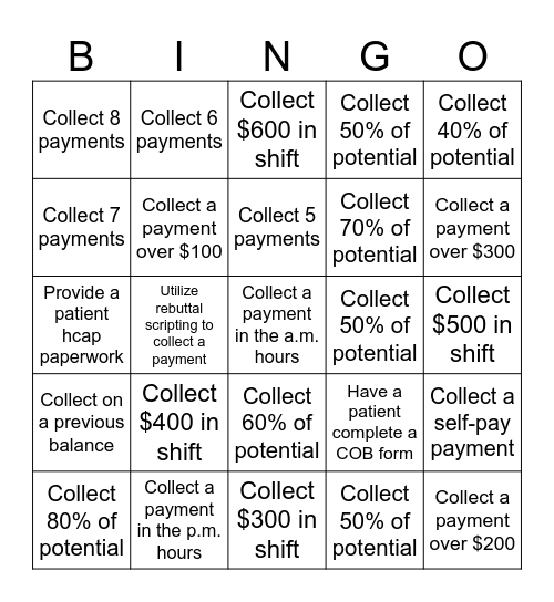 POS Collection BINGO Card