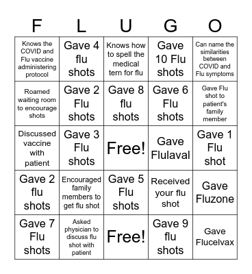 FLU-GO Bingo Card