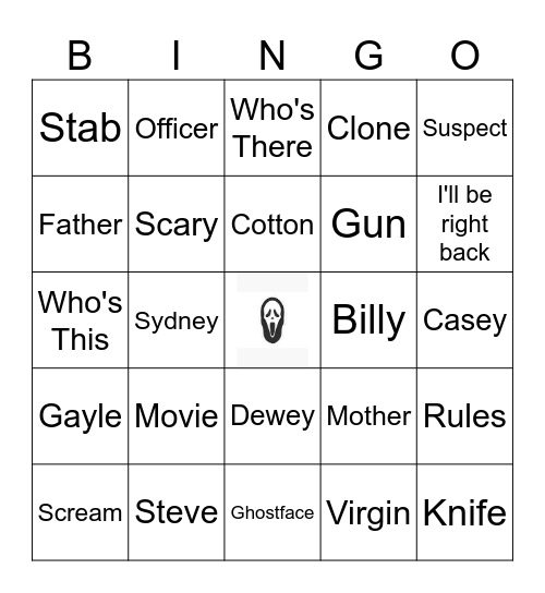 SCREAM Bingo Card