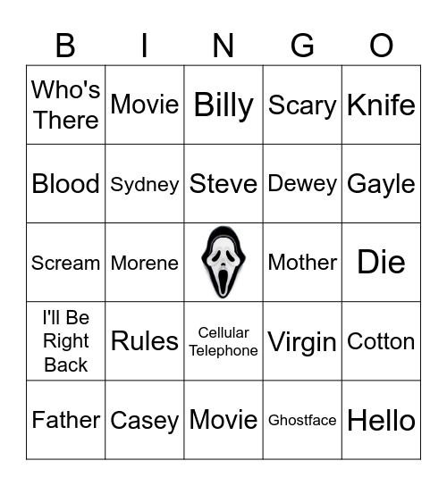 SCREAM Bingo Card