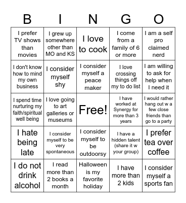 Get to Know You Bingo Card