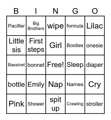 Baby Bingo Card