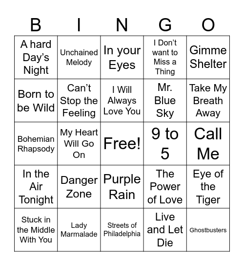 Movie Soundtracks Bingo Card