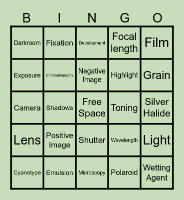 Picture Perfect Chemistry Bingo Card