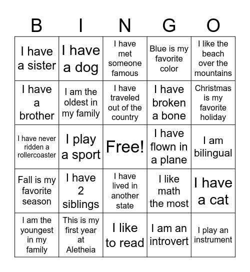 Legacy Group BINGO Card