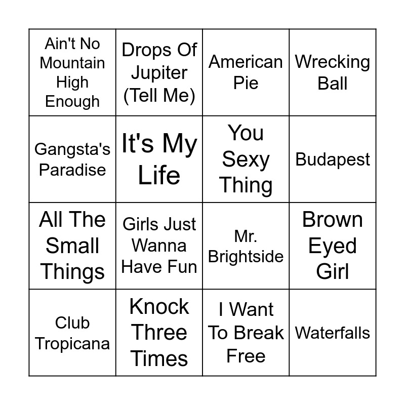 Round 2 Bingo Card